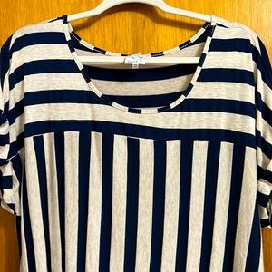 Navy blue and cream striped comfy 2X shirt